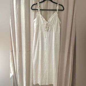 Cute and sexy white linen dress